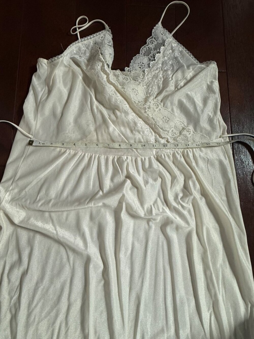 Vintage White Sheer Nylon Lace Trim Nightgown With Spaghetti Straps Women Medium - Picture 9 of 13